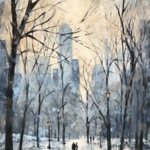 Winter City Park Painting Central Park New York City 2