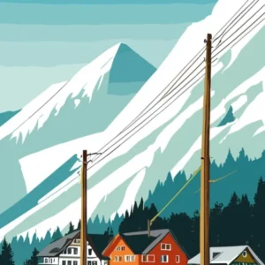 Oberstdorf 2, Germany Midcentury Vintage Skiing Poster