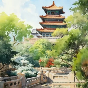 Summer Palace China Watercolour 1