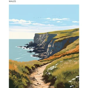 Pembrokeshire Coast Path Wales 3 Hiking Trail Landscape Poster