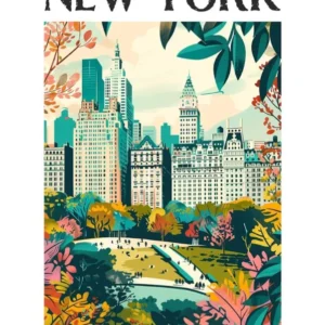 Central Park New York Colourful Silkscreen Illustration 2 Poster