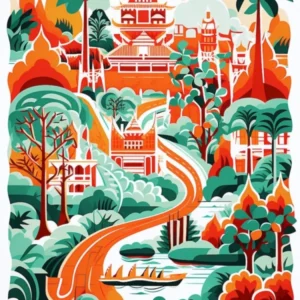 Suan Nong Nooch Thailand Modern Illustration 3