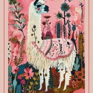Floral Animal Painting Llama 4 Poster