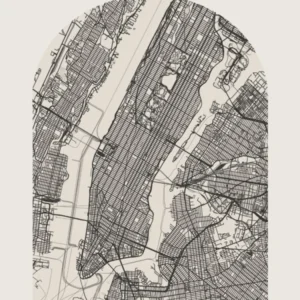 Manhattan New York Boho Minimal Arch Full Beige Color Street Map 1