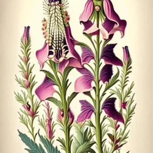 Foxglove 3 Floral Botanical Vintage Poster Flower