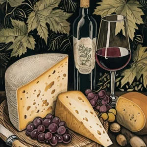 Cheese & Wine Rustic Illustration 4