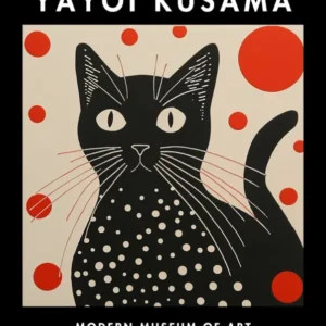 Yayoi Kusama Inspired Black Cat