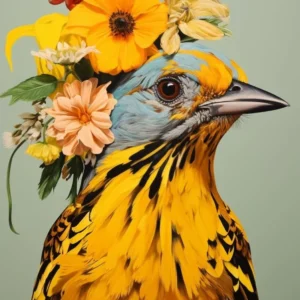 Bird With A Flower Crown Yellowhammer 1