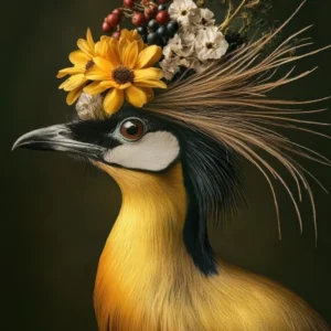 Bird With Flowers On Its Head 2