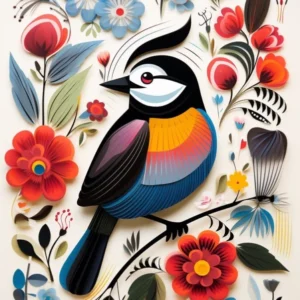 Scandinavian Bird Illustration Carolina Chickadee 3