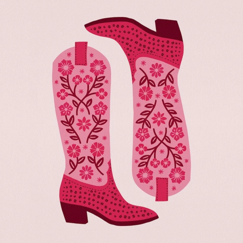 Cowgirl Boots Hot Pink Monotone Square