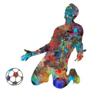 Male Soccer Player Watercolor Football 1