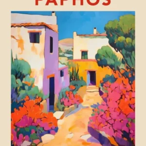 Paphos Cyprus Fauvist Travel Poster