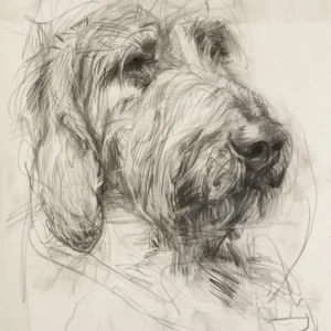 Grand Basset Griffon Vendeen Dog Charcoal Line 2