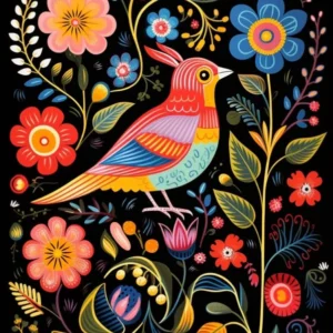 Folk Bird Illustration Mockingbird 1