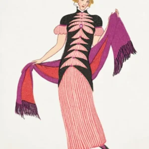 Woman In A Long Tubular Pink Dress (1912), Otto Friedrich Carl Lendecke