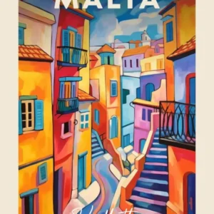 Valletta Malta 4 Fauvist Painting Travel Poster