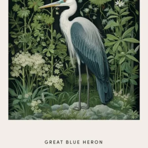 Ohara Koson Inspired Bird Painting Great Blue Heron 8 Poster