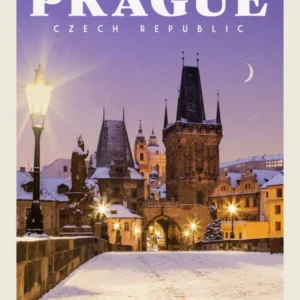 Prague Czech Snow Travel Poster
