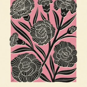 Rustic January Birth Flower Carnation Black Pink