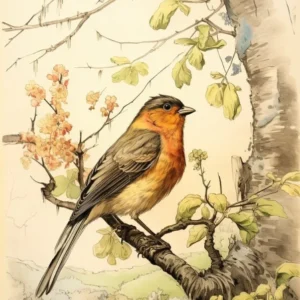 Storybook Animal Watercolour Robin 1