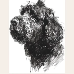 Black Russian Terrier Dog Line Sketch 1 Poster