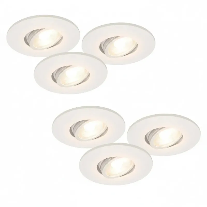 6er Set LED Spots dimmbar weiß schwenkbar 18W IP44 MD-350 – Einbaustrahler IP44, schwenkbar, dimmbar