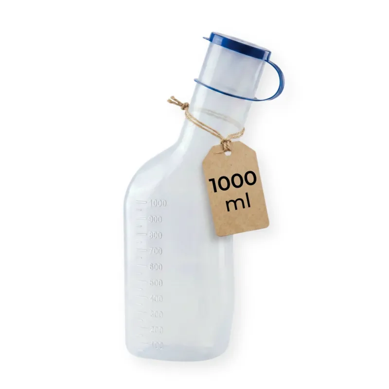 medi-inn Classic Urinflasche PP 1000 ml mit blauem auslaufsicherem Deckel und Milliliter-Graduierung