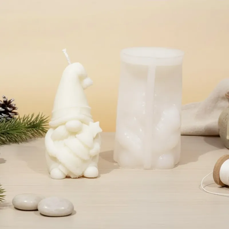 Moule bougie Lutin de Noël avec sapin - Silicone pour fabrication artisanale bougie cire DIY Terre de Bougies
