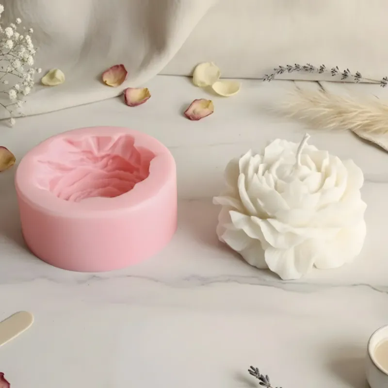 Moule design grande Pivoine - Silicone pour fabrication artisanale bougie cire DIY Terre de Bougies