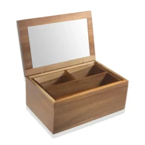 Natura Acacia Mirrored Makeup Box 23x15x10 cm - Exporgin - Global Shopping Site