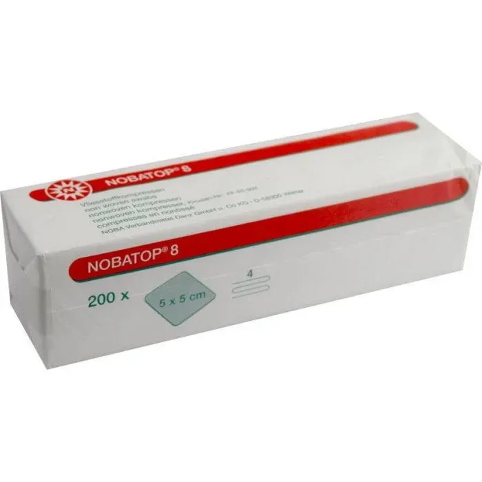 Noba Nobatop 8 Vliesstoffkompressen unsteril vierfach gelegt 5 cm x 5 cm 200 Stück