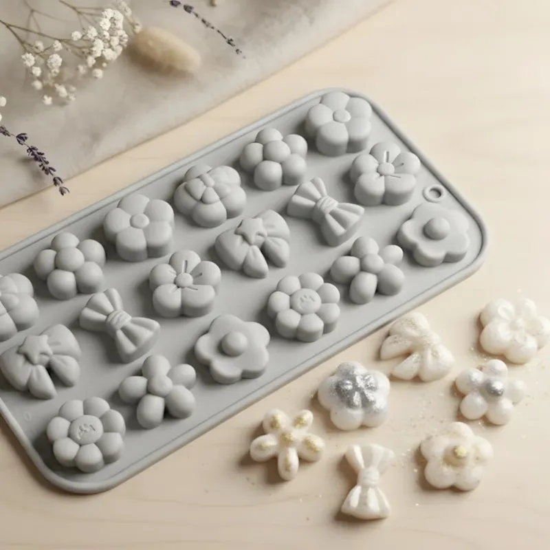 Moule décoration Nœuds & fleurs - Silicone pour fabrication artisanale décoration cire DIY Terre de Bougies
