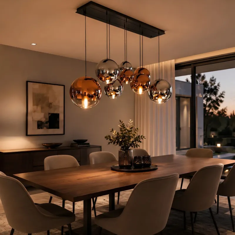s.luce Orb Esstischleuchte 8-flammig 160cm 2-reihig moderne Pendelleuchte über dem Esstisch