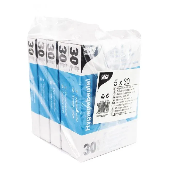 Papstar Hygienebeutel 28,5 cm x 8 cm x 7 cm weiß im Spenderkarton