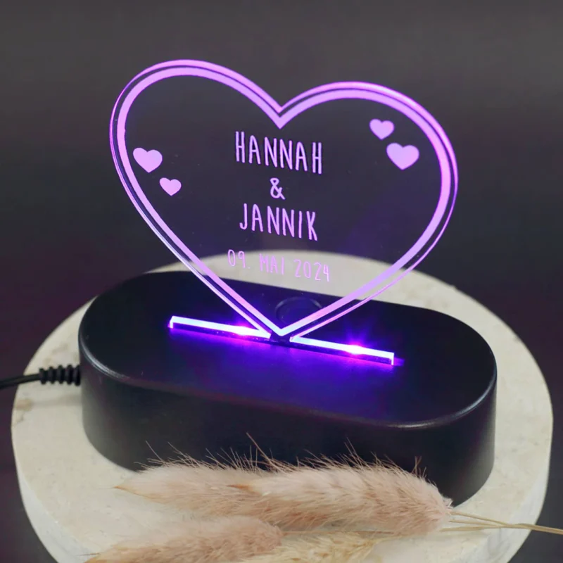 Lampe aus Acryl zum Valentinstag