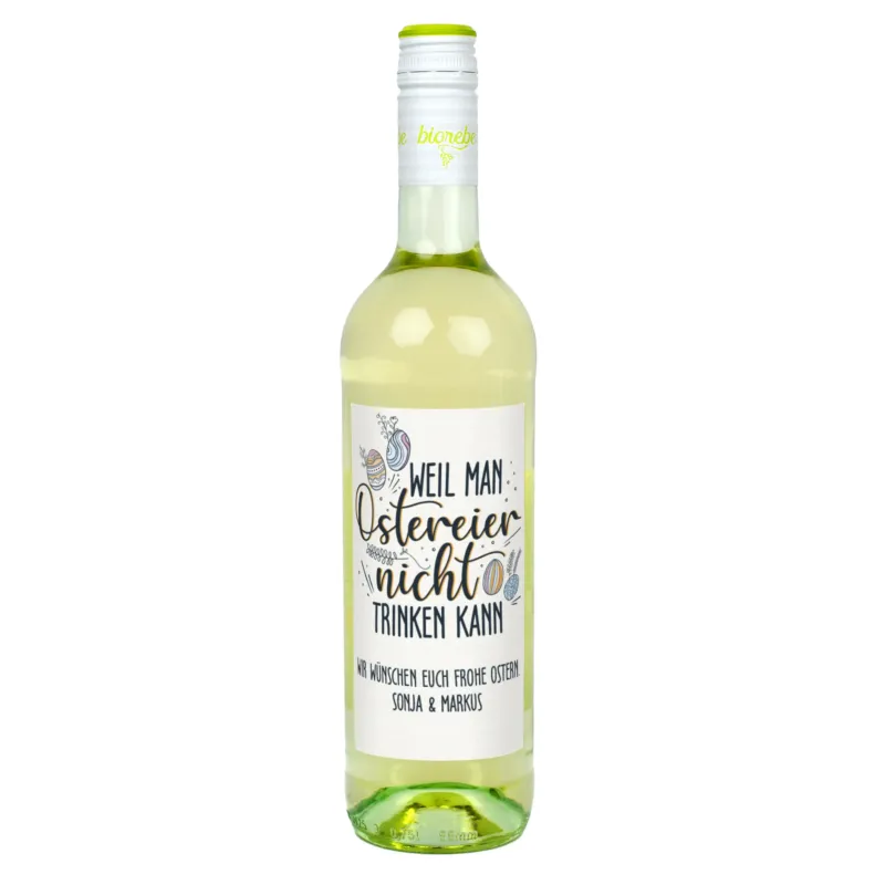 Biorebe Wein zu Ostern mit Wunschtext | „Weil man Ostereier nicht trinken kann“ – Bild 3