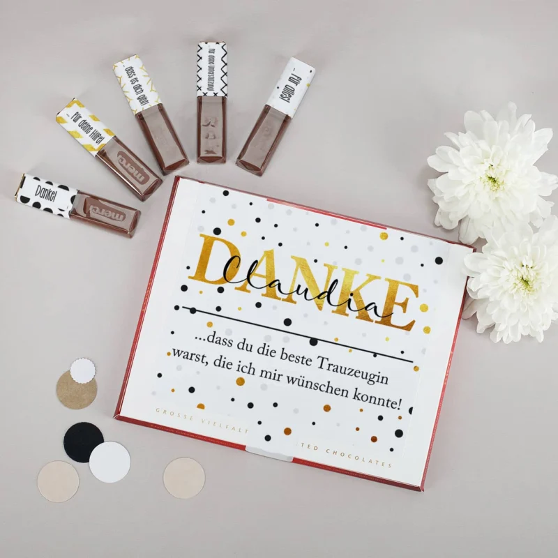 Aufkleberset für Merci Schokolade als Danke Geschenk