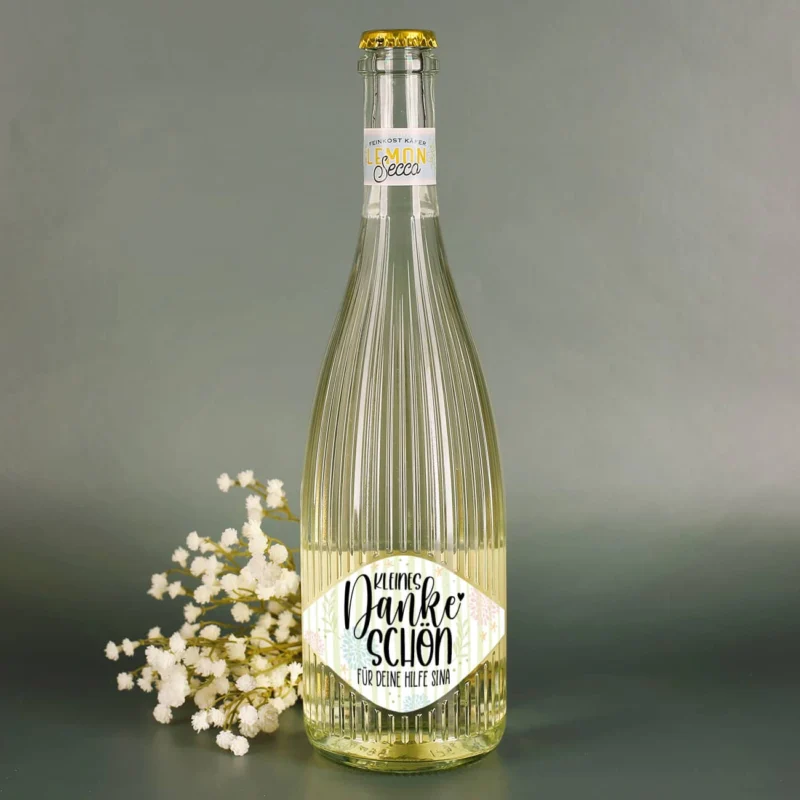Fruchtsecco Lemon als Dankeschön mit Name personalisiert