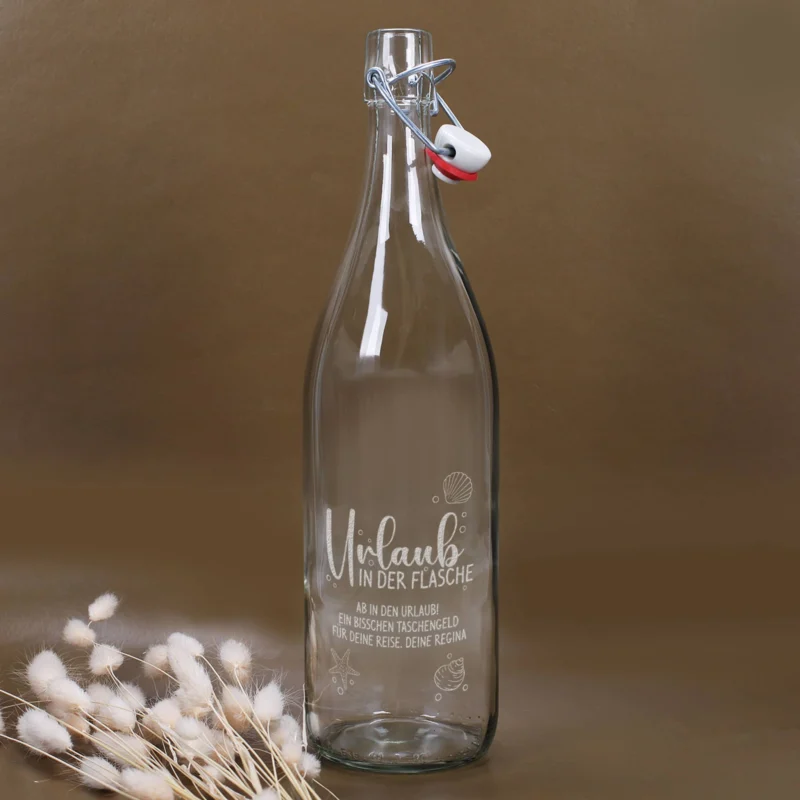 Urlaub in der Flasche - gefüllte Flaschenpost mit Wunschtext personalisiert