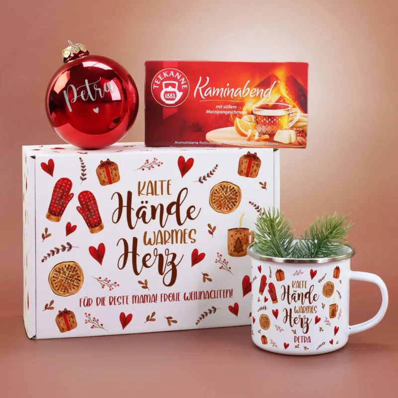 Kalte Hände, warmes Herz - liebevoll personalisiertes Geschenkset zu Weihnachten