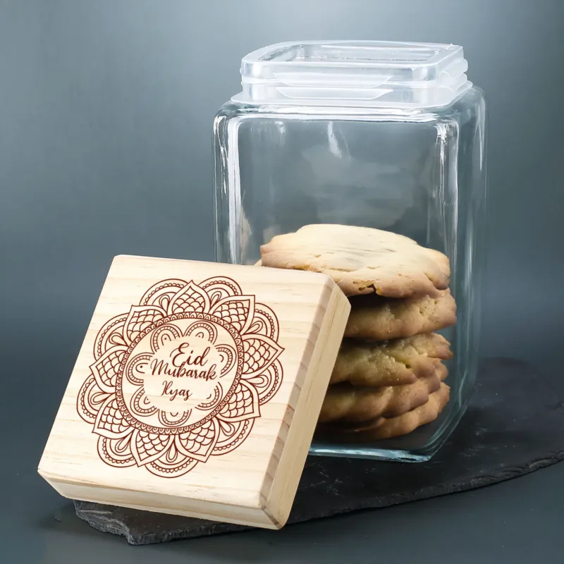 Keksdose / Vorratsglas „Eid Mubarak“ mit Wunschname für Ramadan & festliche Anlässe