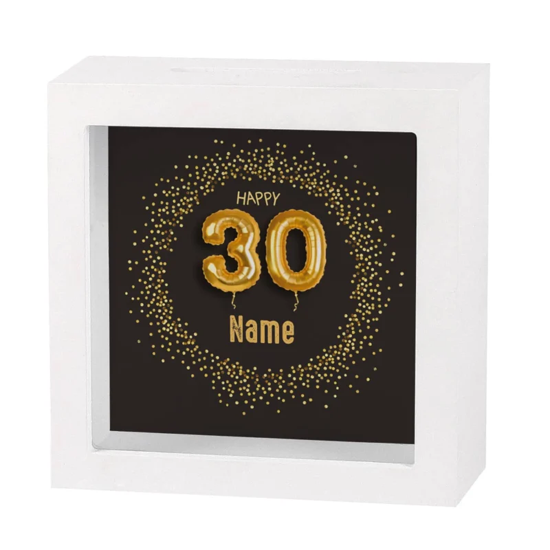 Geldgeschenk Bilderrahmen Spardose zum 30. Geburtstag mit Name