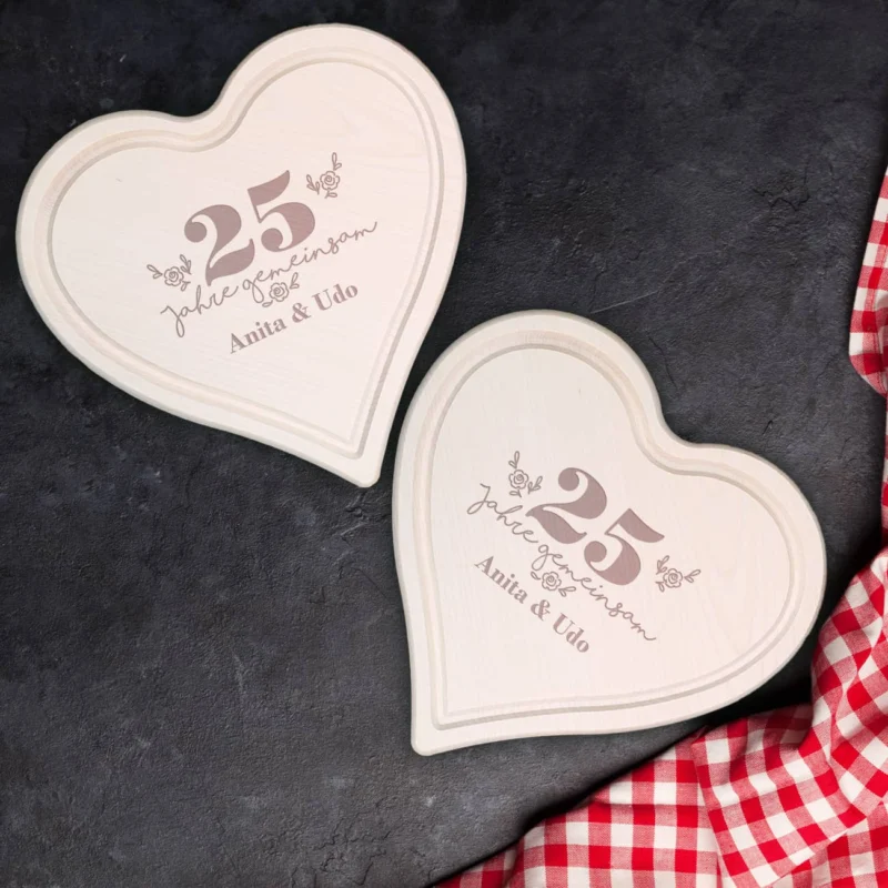 Herzbrettchen im Doppelpack mit Gravur zum Hochzeitstag