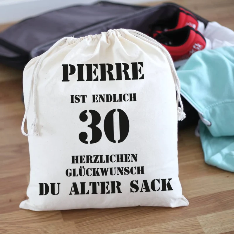 Alter Sack Baumwollbeutel mit Wunschname