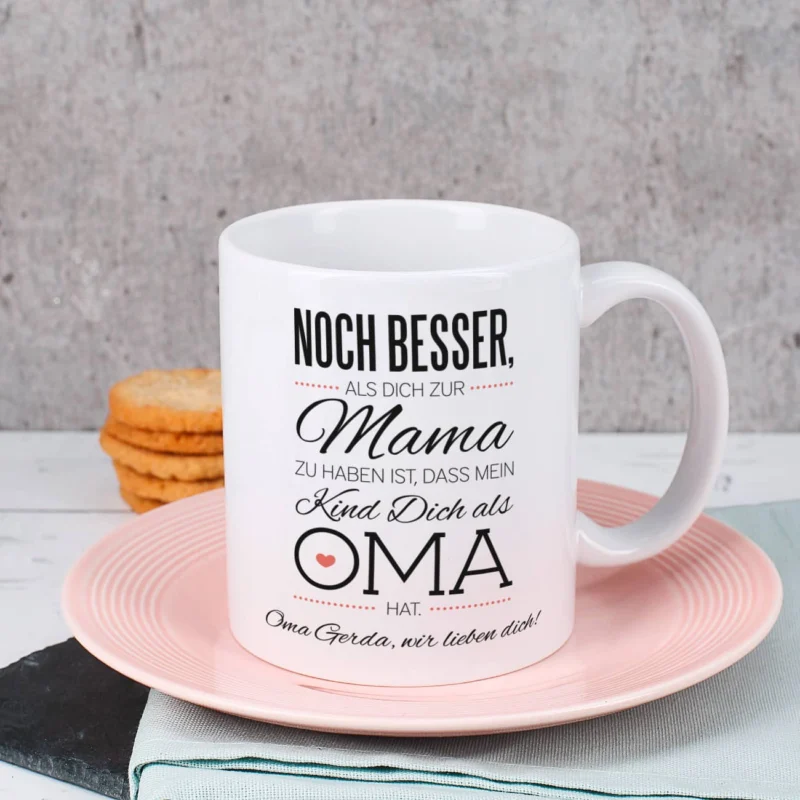 Tasse zum Muttertag "Noch besser" mit Ihrem Wunschtext