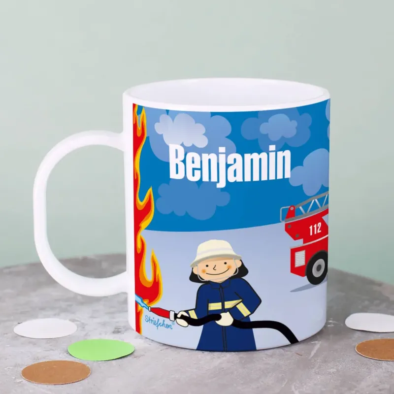 Kindertasse Feuerwehr mit Namen