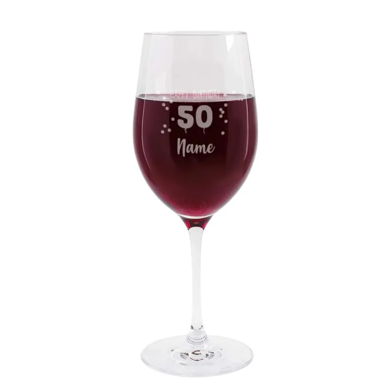 Happy Birthday 50 - graviertes Weinglas zum 50. Geburtstag mit Name – Bild 3