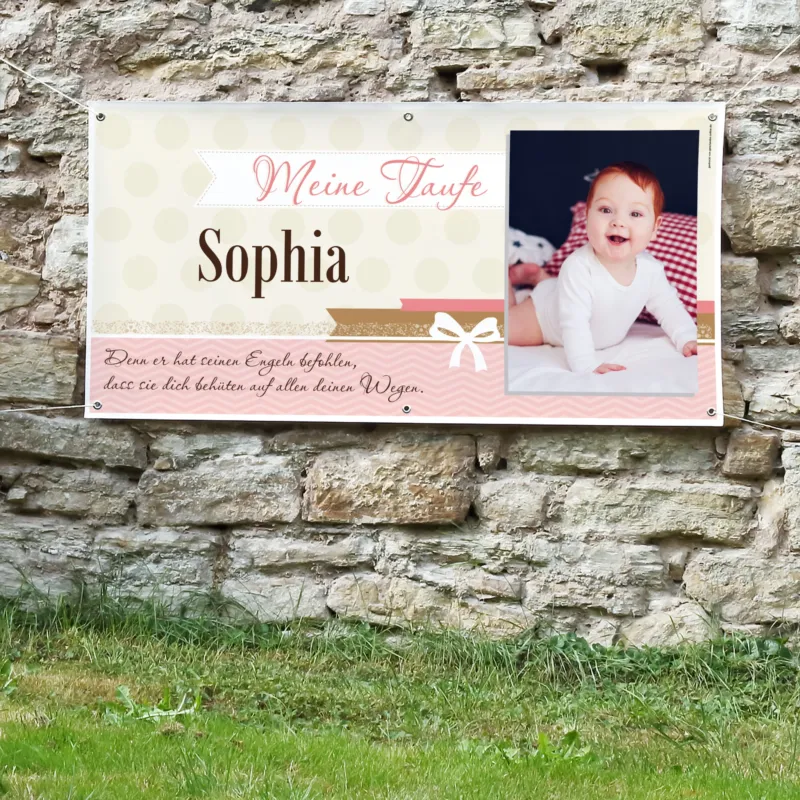 XXL Banner zur Taufe mit Foto und Taufspruch 1,60 x 0,80m