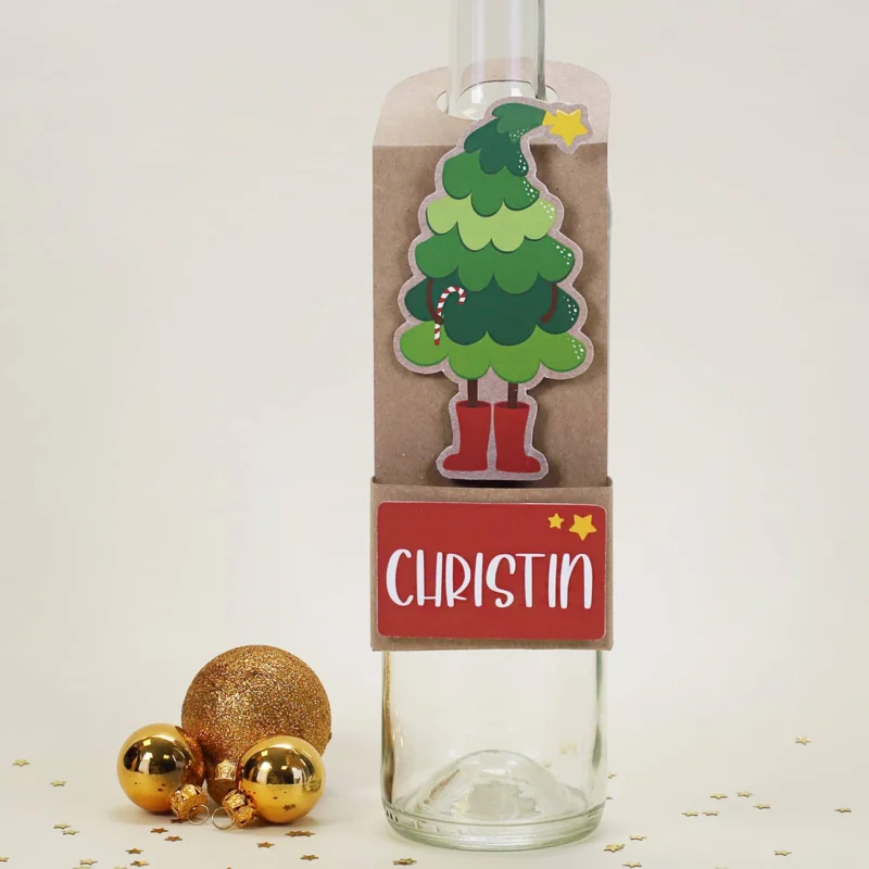 Füllbarer Flaschenanhänger zu Weihnachten